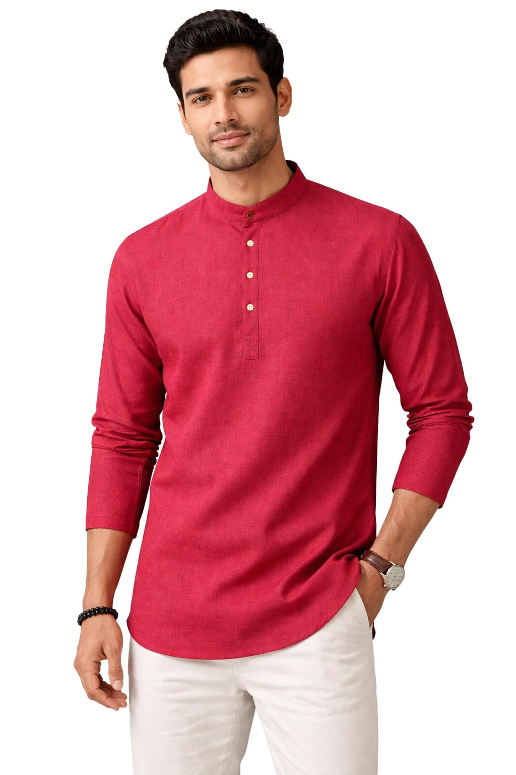 latest chikan Men’s Short Kurta | Hip Length Casual Kurta for Men | Cotton Blend Straight Fit Kurta with 4 Button Placket | Ethnic Wear for Daily Use-picture-21