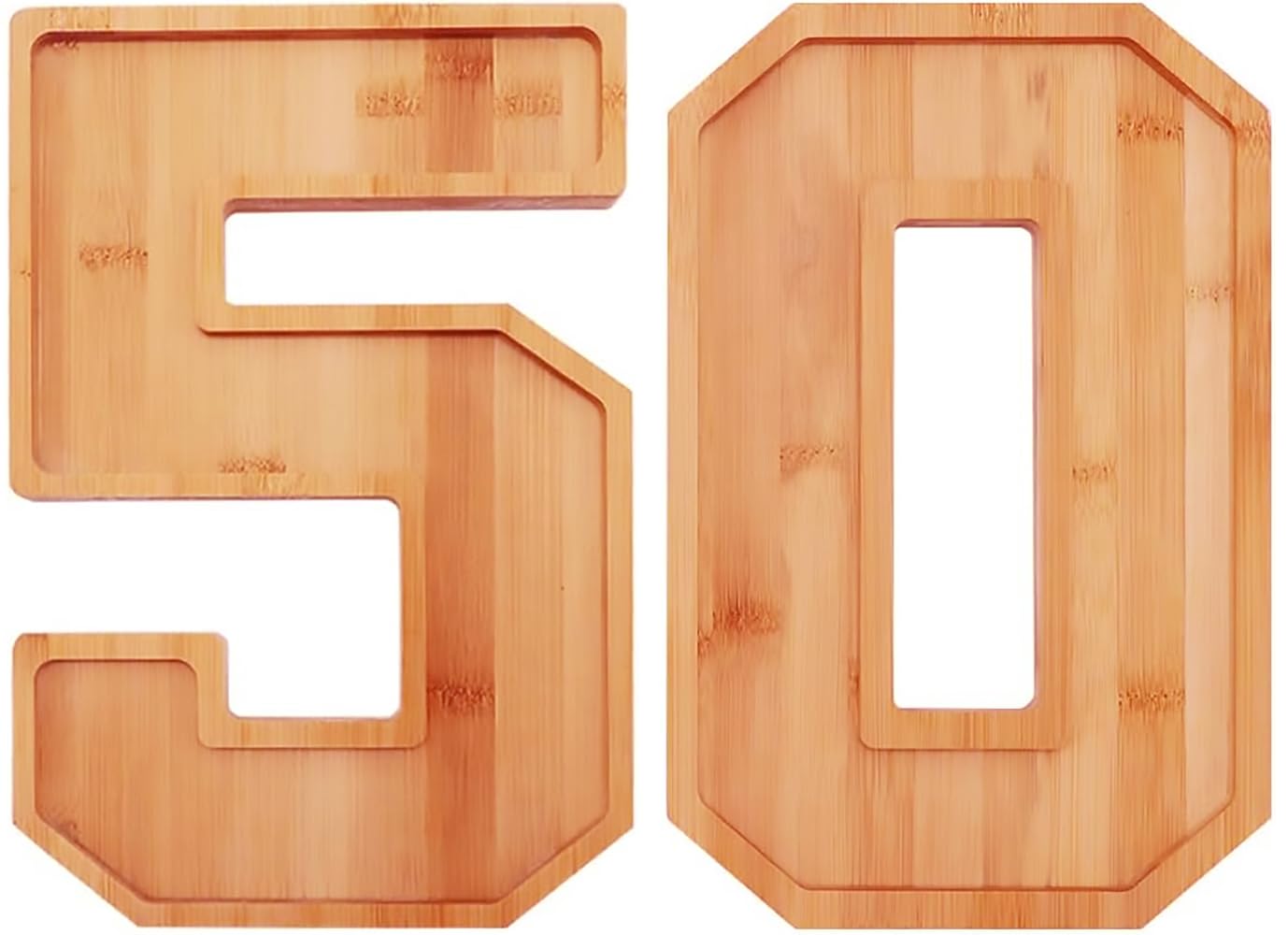 Lot de 4 grands plateaux de service en bambou solide de 39,9 x 29,9 cm pour décoration de table, plateaux de service en bois pour anniversaire, mariage, fête prénatale (2025)