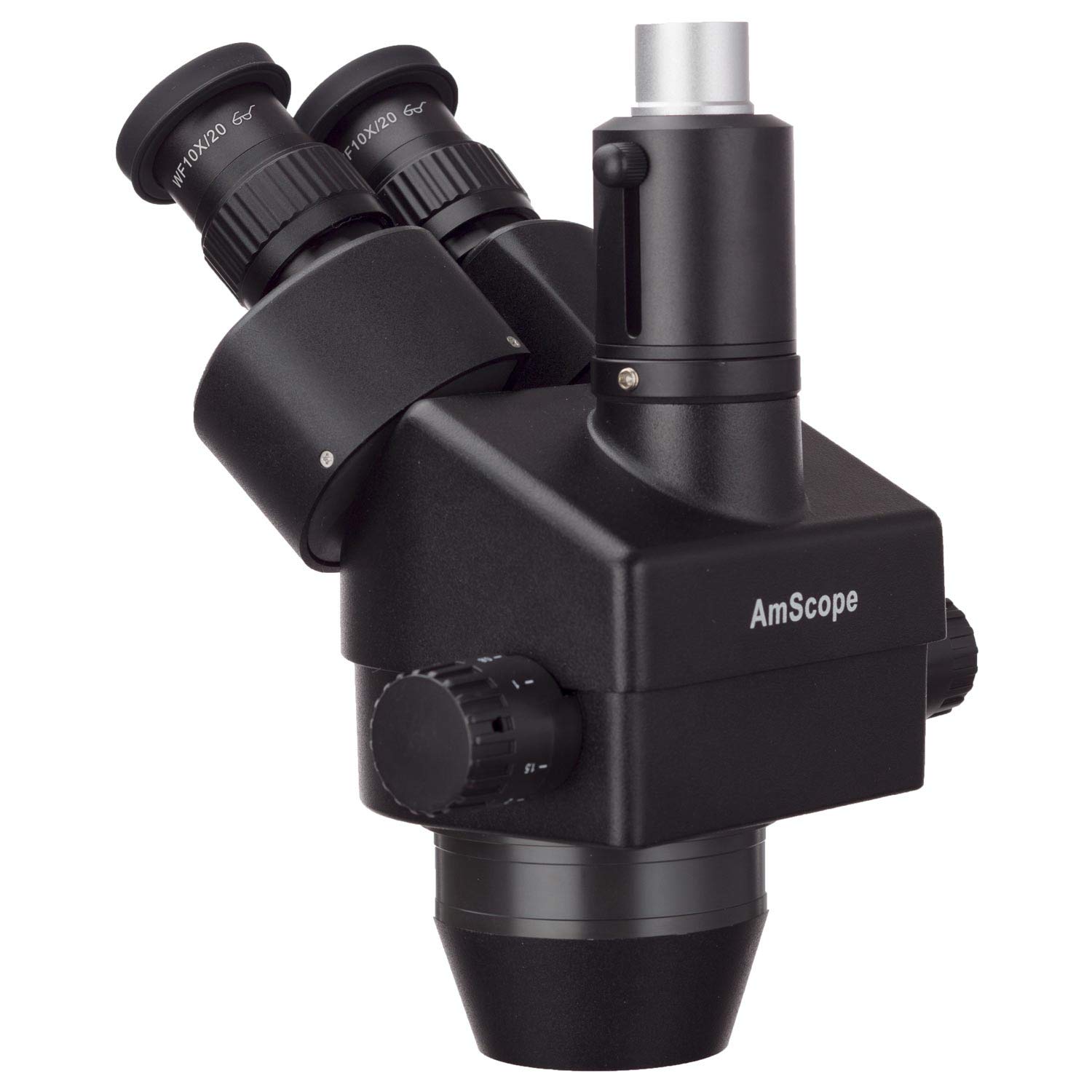 AmScope 7X-45X - Microscopio estéreo trinocular con zoom, cabeza simulfocal, color negro
