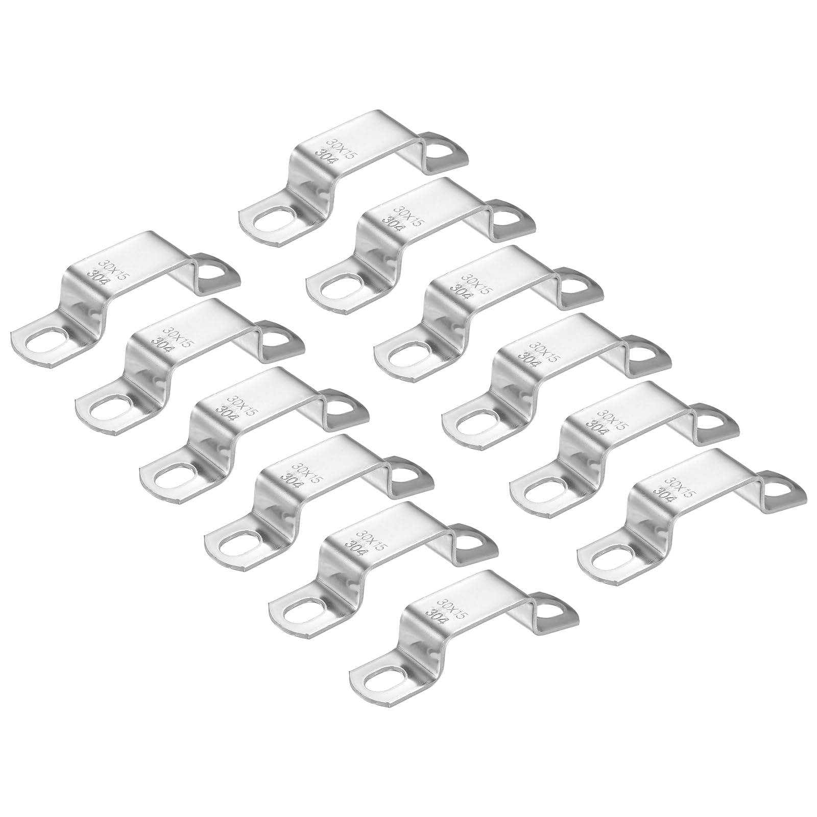 sourcing map 12pcs Square Pipe Clamp, 30x15mm 304 Stainless Steel