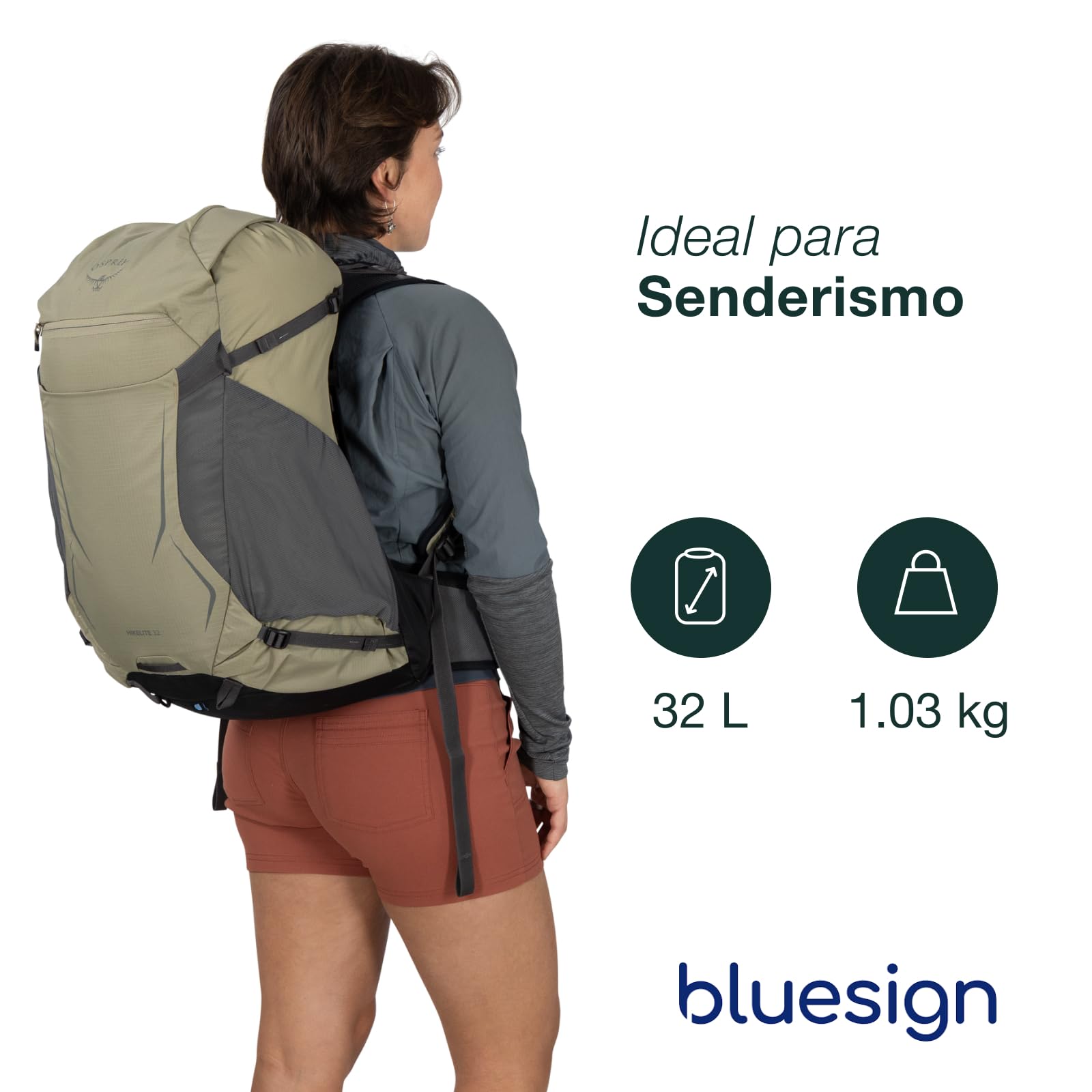 Osprey Hikelite Mochila de senderismo unisex, 32L, Graphite Purple