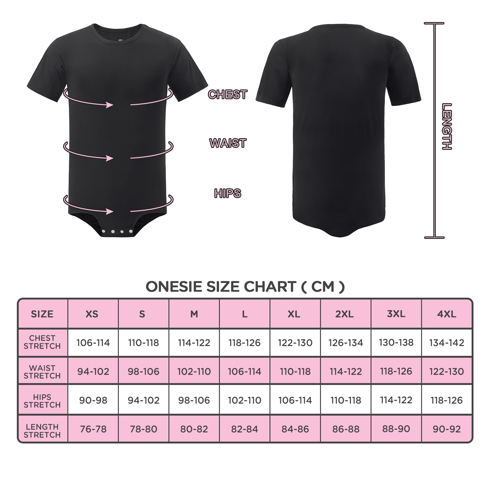 LittleForBig Męskie bawełniane śpioszki jednoczęściowe body - luźny krój Basic Onesie
