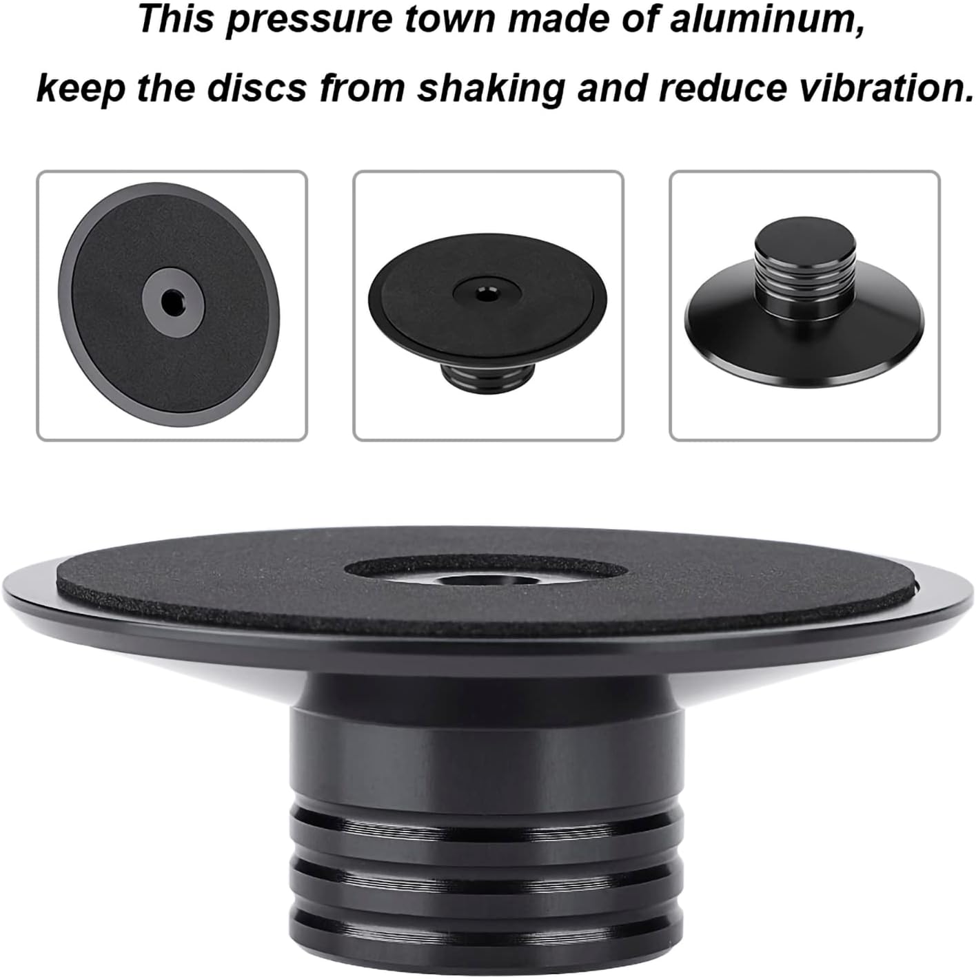 Record Weight Stabilizer,All Aluminum Material Disc Stabilizer, Premium Quality Record Weight Clamp for Turntables CD Player, Chassis, Speakers, etc(Black)