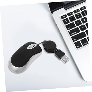 Compact Optical Mouse Wired Retractable Mini Mouse with Comfortable Ergonomic Design for Laptop Computer
