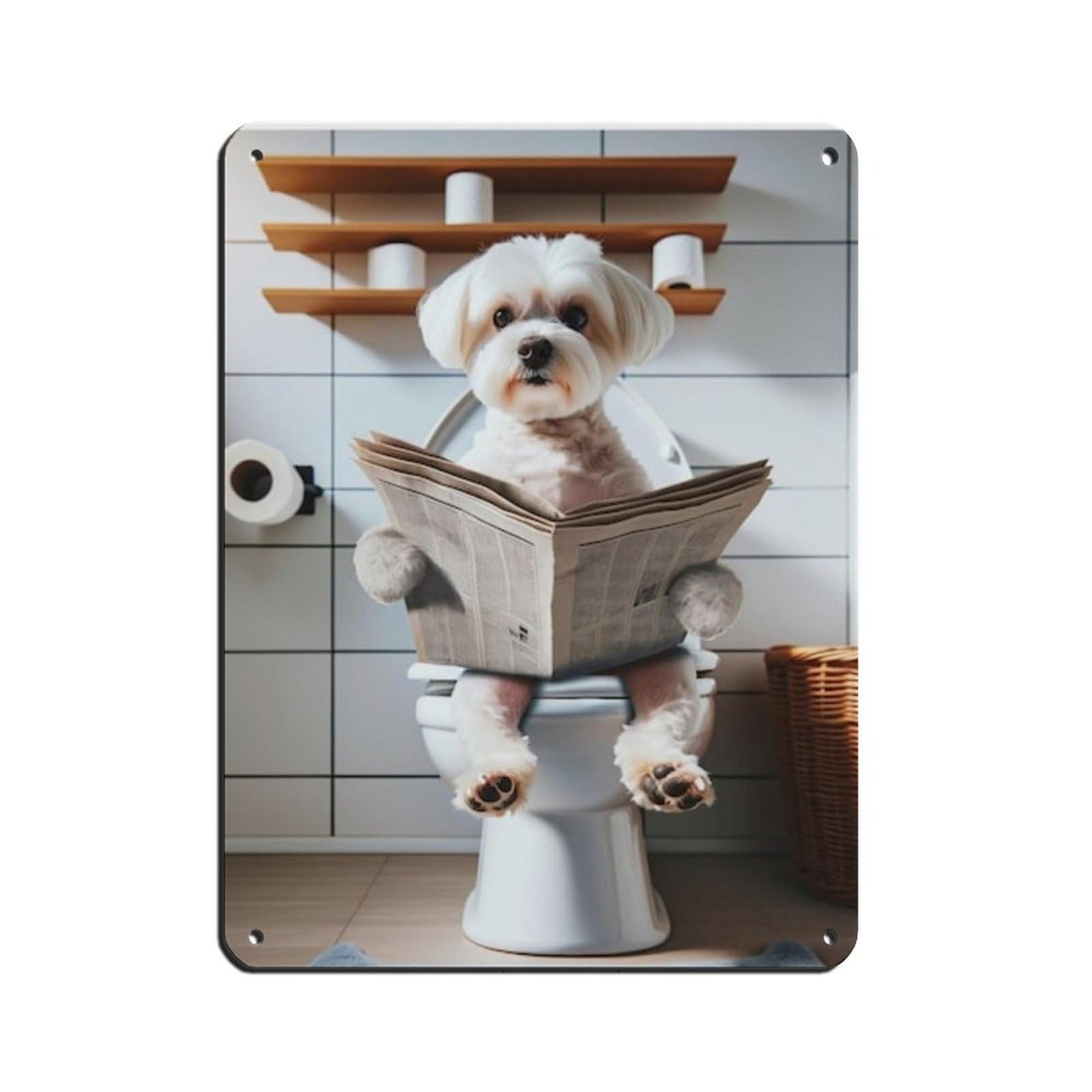Maltese Terrier, Funny Bathroom Decor Tin Sign Vintage Metal Pub Club Cafe Bar Home Wall Art Decoration Poster Retro 12x16inch(30x40cm)