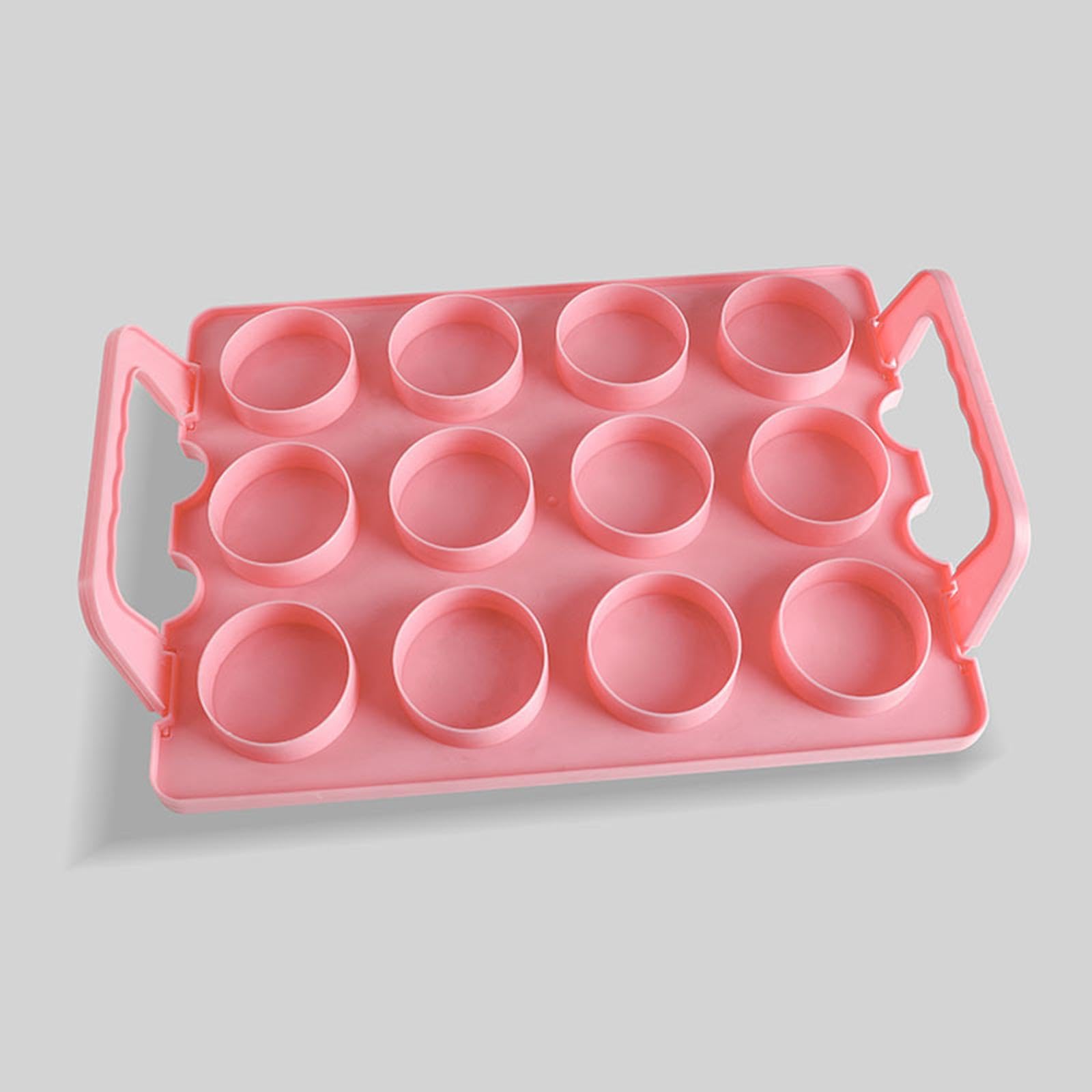 Qianly Caja portatartas de cumpleaños con asa, 24 Compartimentos, Ligera, de Dos Niveles, para Guardar Pasteles y horneados, Rosa