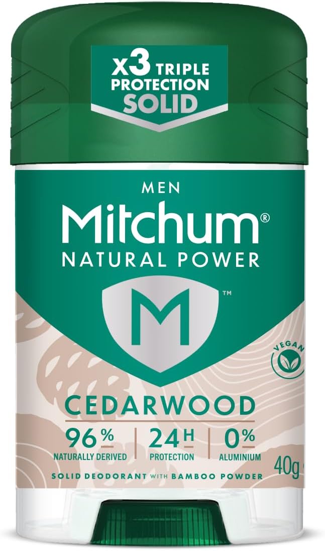 Men Natural Deodorant Stick, Aluminium Free, Vegan, Cruelty Free, 96% Natural Ingredients, Cedarwood