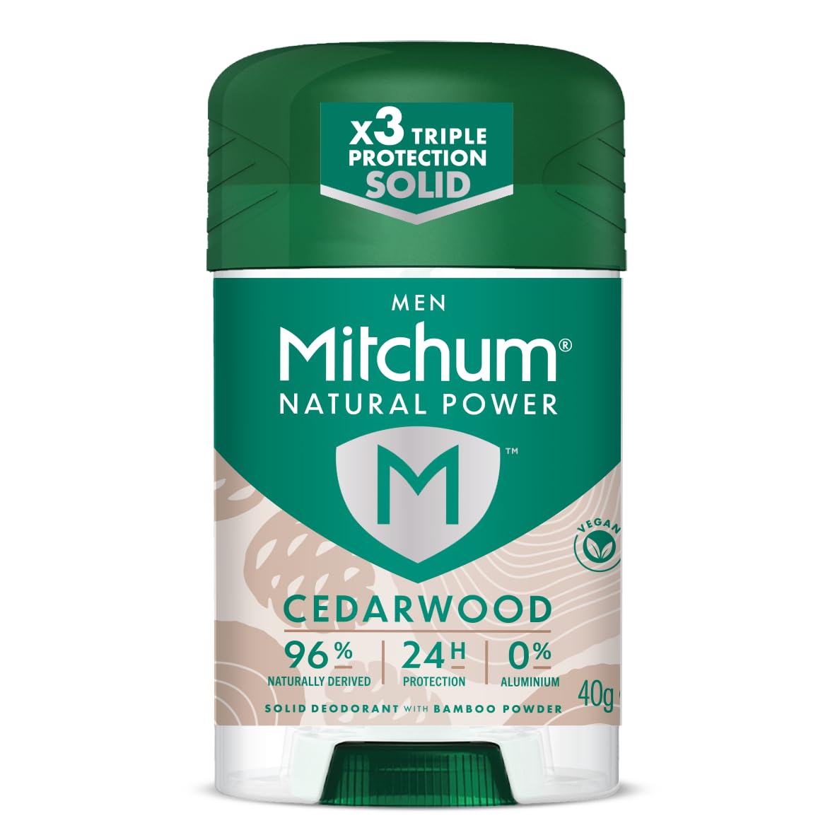 MitchumMen Natural Deodorant Stick, Aluminium Free, Vegan, Cruelty Free, 96% Natural Ingredients, Cedarwood