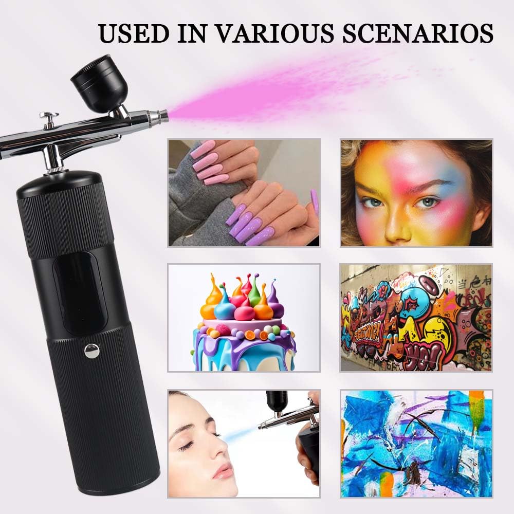 Kit de aerógrafo profesional de 48 PSI con compresor, boquilla de 0.3 mm y batería de 4000 mAh, pistola de pulverización portátil de mano para arte de uñas, maquillaje, bronceado, pintura corporal y