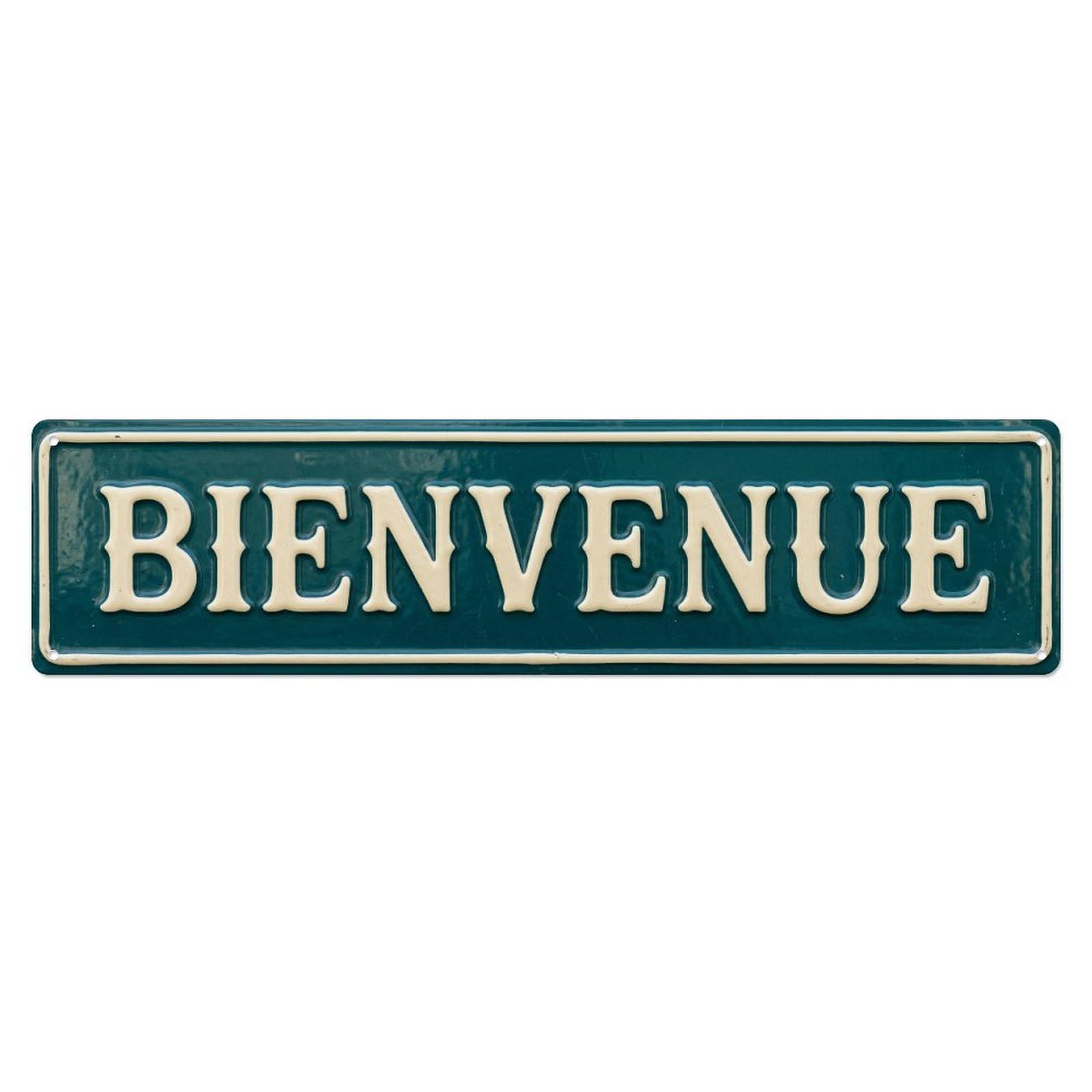 Vintage Teal Enamel Sign Welcome Metal Tin Skinny Sign Plaque Wall Decor for Cafe, Club Bar, Office, Home Garden Metal Poster 4x16Inch