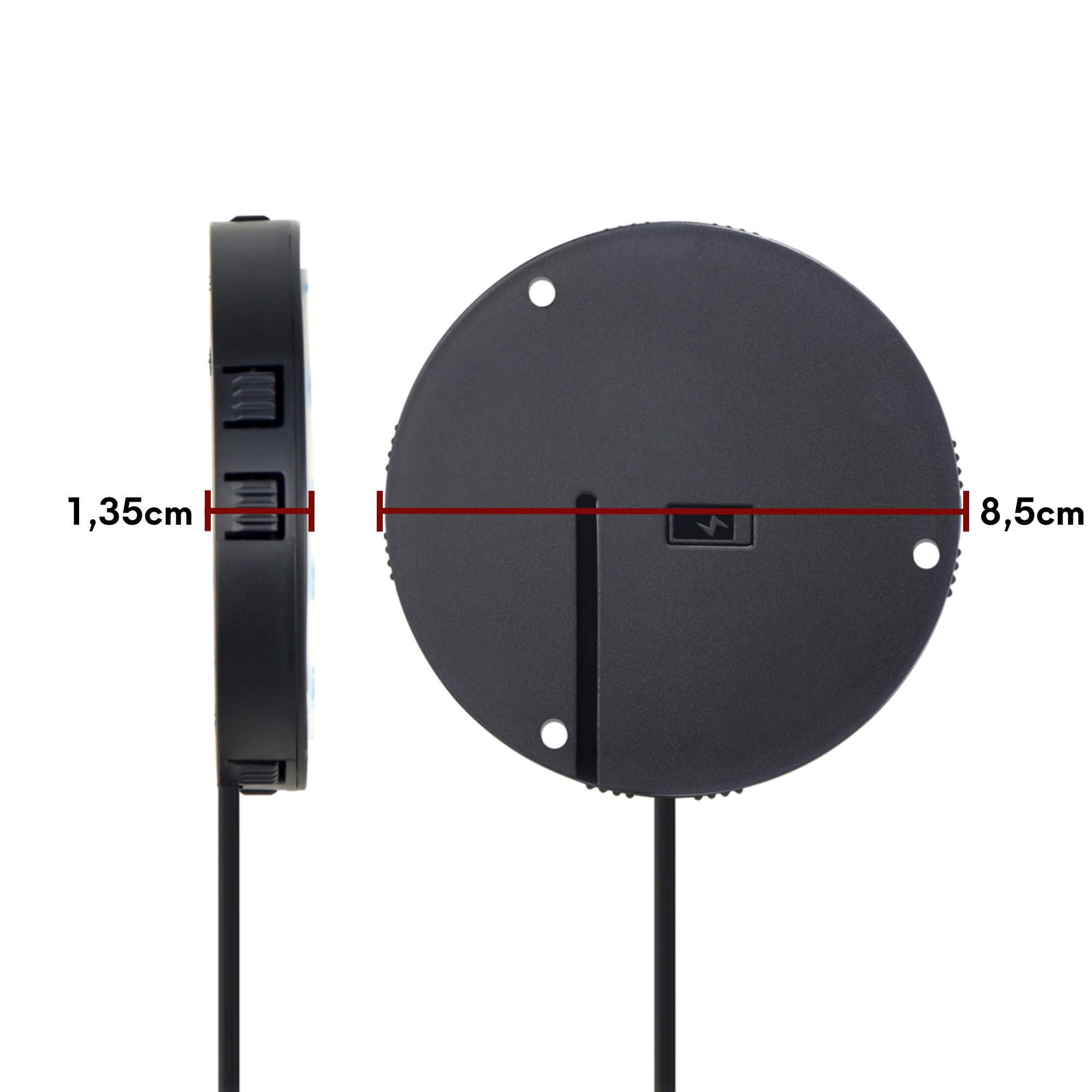 Kalb - Caricabatterie senza fili invisibile da 15W 85 mm x 13,5 mm universale protetto ricarica induttiva QC 3.0 USB Plug & Play nero
