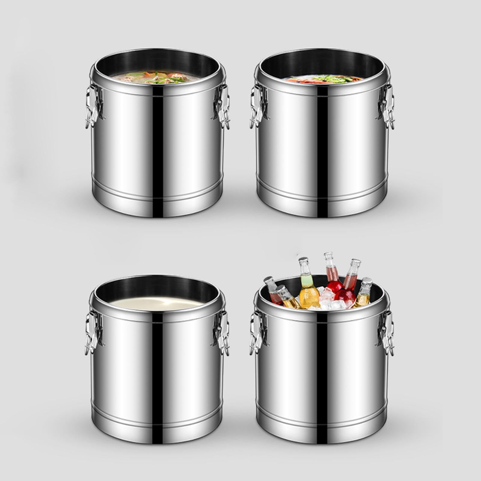 Dispensador de Bebidas Frías Y Calientes, Barril Aislado de Acero Inoxidable, Cubo para Sopa, Leche Y Té, Ideal para Fiestas, Tiendas de Té Y Cafeterí, 20L