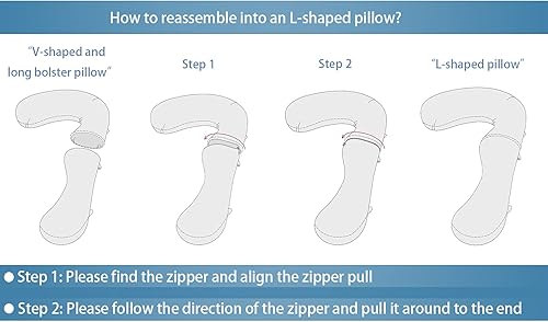 Miniatura 9 de INSEN Almohadas de embarazo, almohada de maternidad de cuerpo completo en forma de L con funda extraíble, almohadas de embarazo de 57 pulgadas para