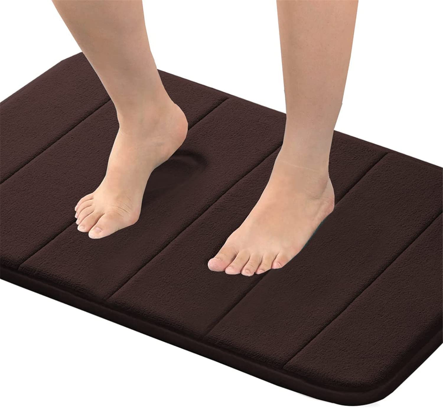 FASCINATDECO Memory Foam Bathroom Rug, Non-Slip Bath Mat, Soft Absorbent Bathroom Carpet, Machine Washable Thick Bath Rug for Tub Shower Bath Room Toilet Floors (Chocolate,43 x 60 cm)