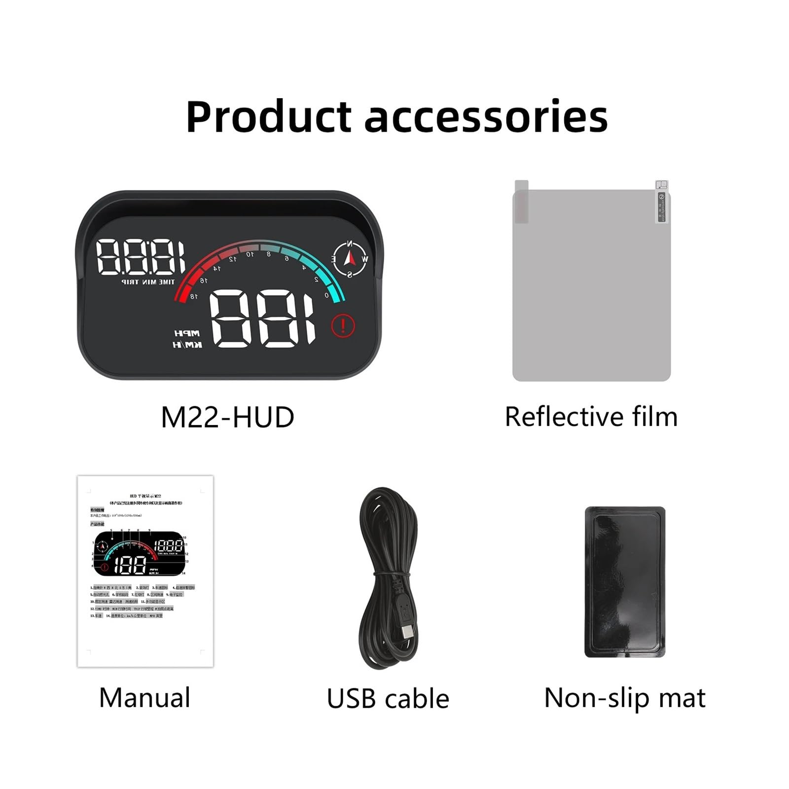 AD Head Up Display-proyector De Parabrisas M22, GPS For Coche HUD, Velocímetro Digital Universal, Km/h, Proyección LCD sobre Cristal, Velocidad del Coche