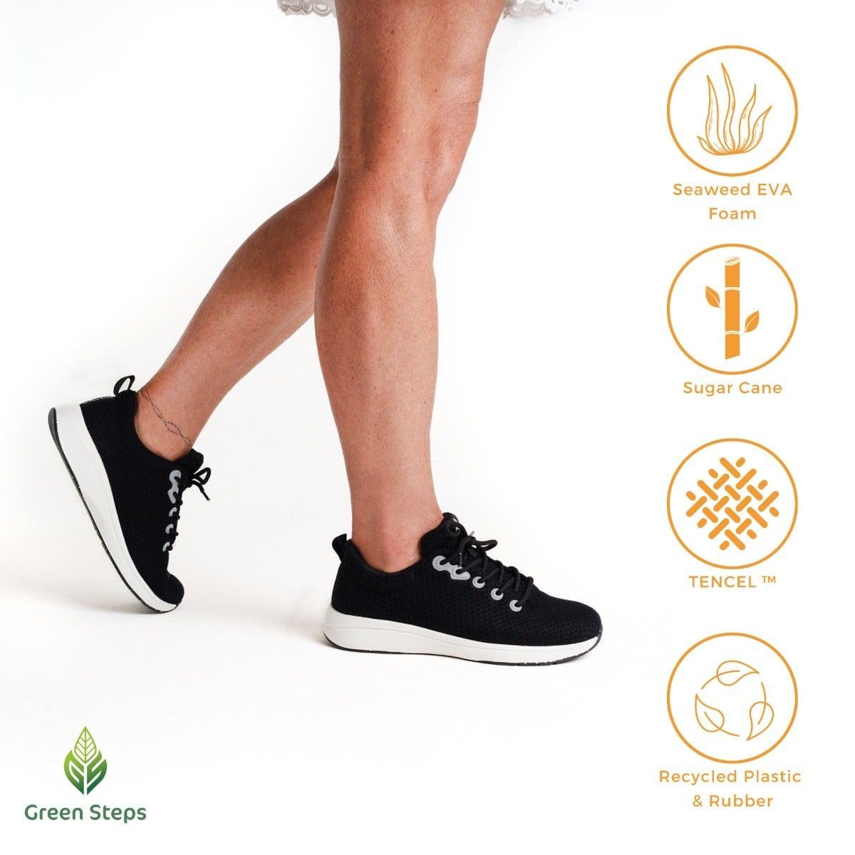 Green Steps Zapatillas ortopédicas con soporte del arco plantar fabricadas a partir de materiales sostenibles. Brindan comodidad y apoyo para aliviar el dolor en el pie Blanco & Negro Talla 42