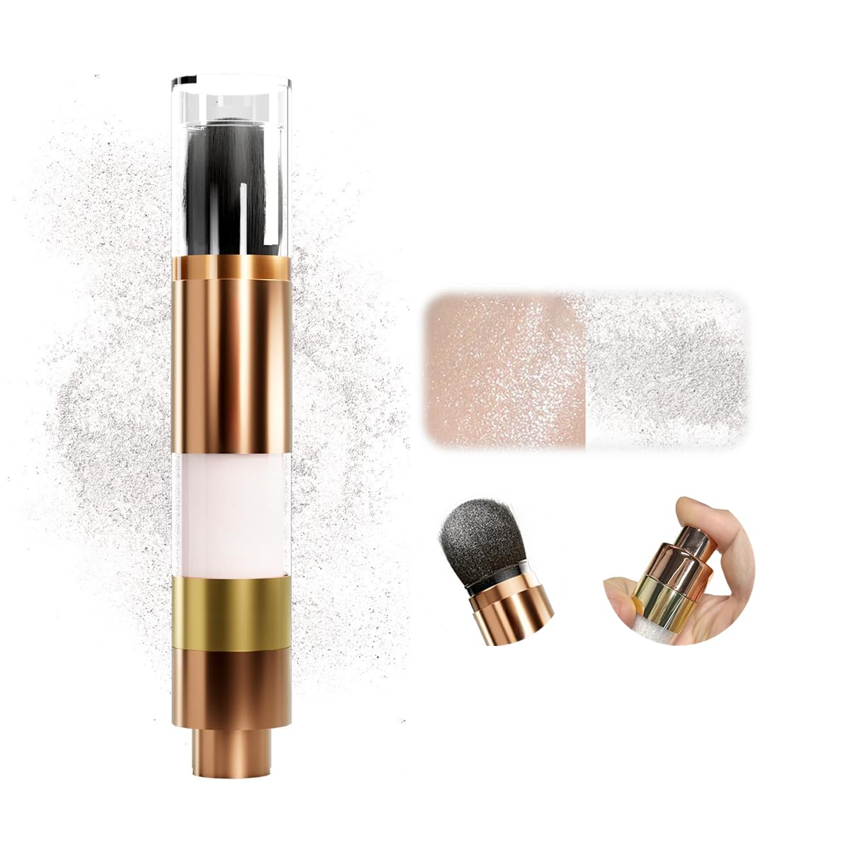 Body Shimmer Powder, Pressed Highlighter Powder with Brush, Face & Body Pearlescent Highlighter Makeup, Patting for Face and Eye, Sparkling Glitter Makeup for women(White Moonbeam – 01)