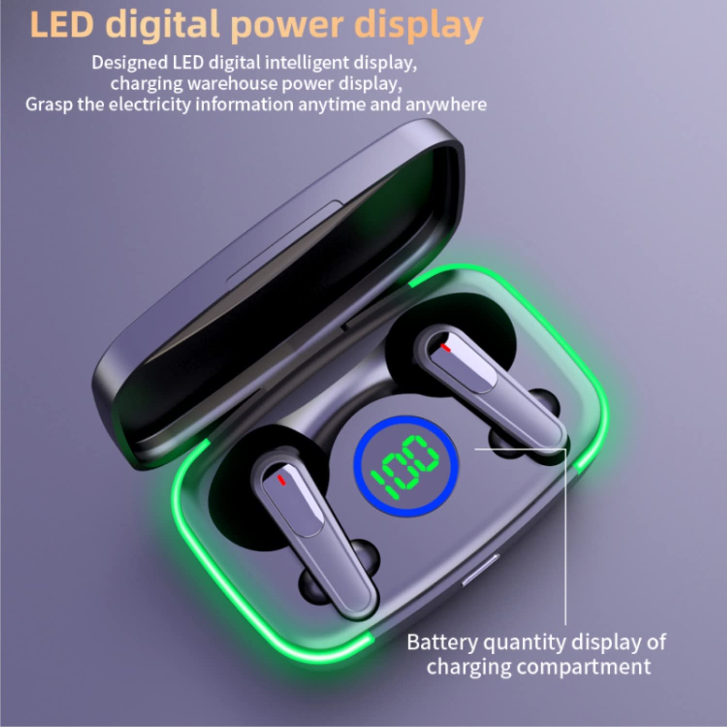 Écouteurs Bluetooth sans Fil, Oreillette Bluetooth 5.3 avec Mic, Earbuds avec Boîtier de Chargement LED IPX7 Etanche Casque Bluetooth, Fonction de Chargement pour iOS et Android