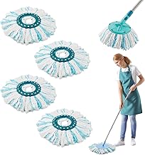 4 Pieces for Leifheit Clean Twist Disc Mop Ergo Replacement Mop Kit, 2 Fibre System for Leifheit Rotomop Replacement, for All Types of Soil