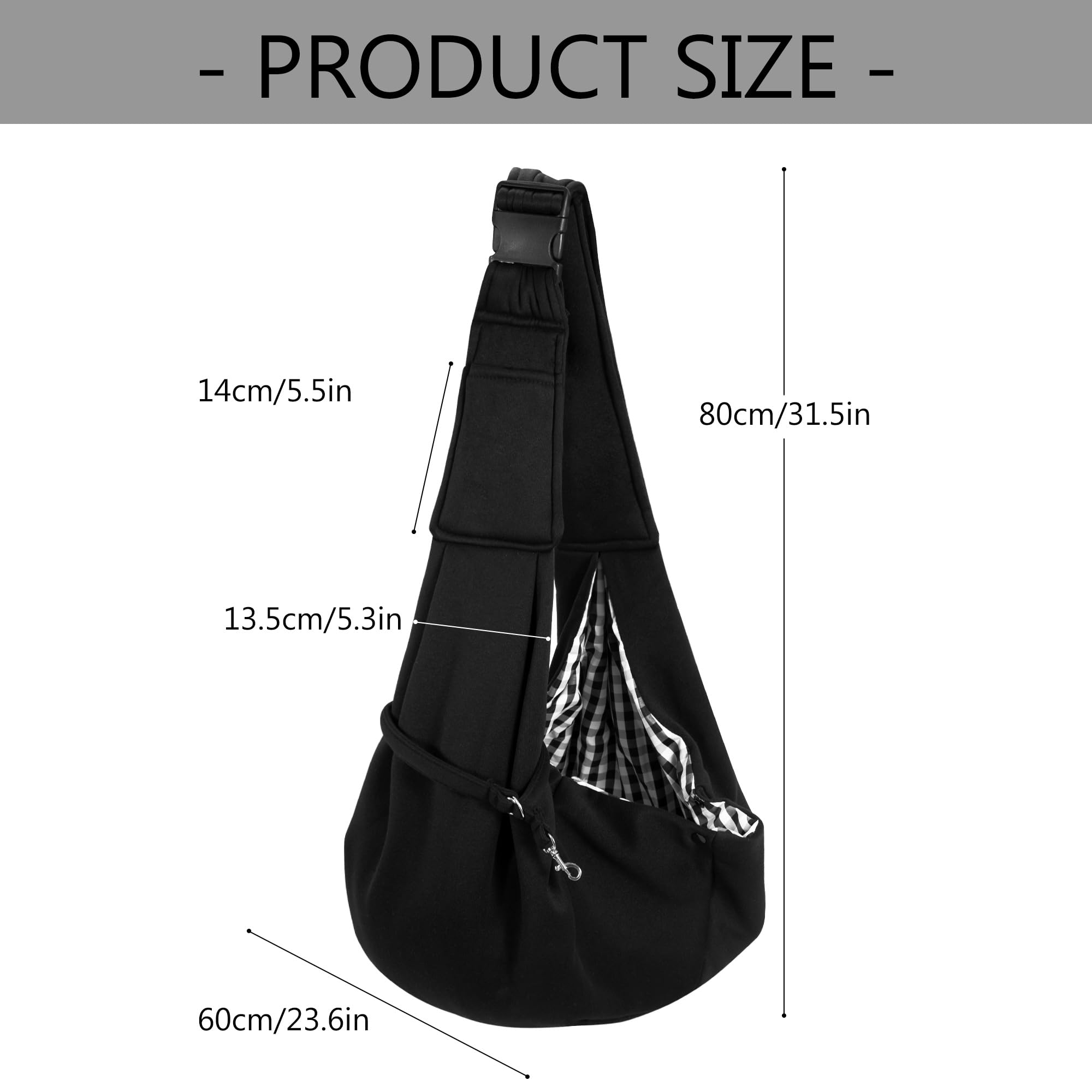 Bandolera para Perro Ajustable Bolso para Mascotas Transpirable Manos Libres Transportador de Cachorros para Perros Gatos Pequeño y Medianos Negro