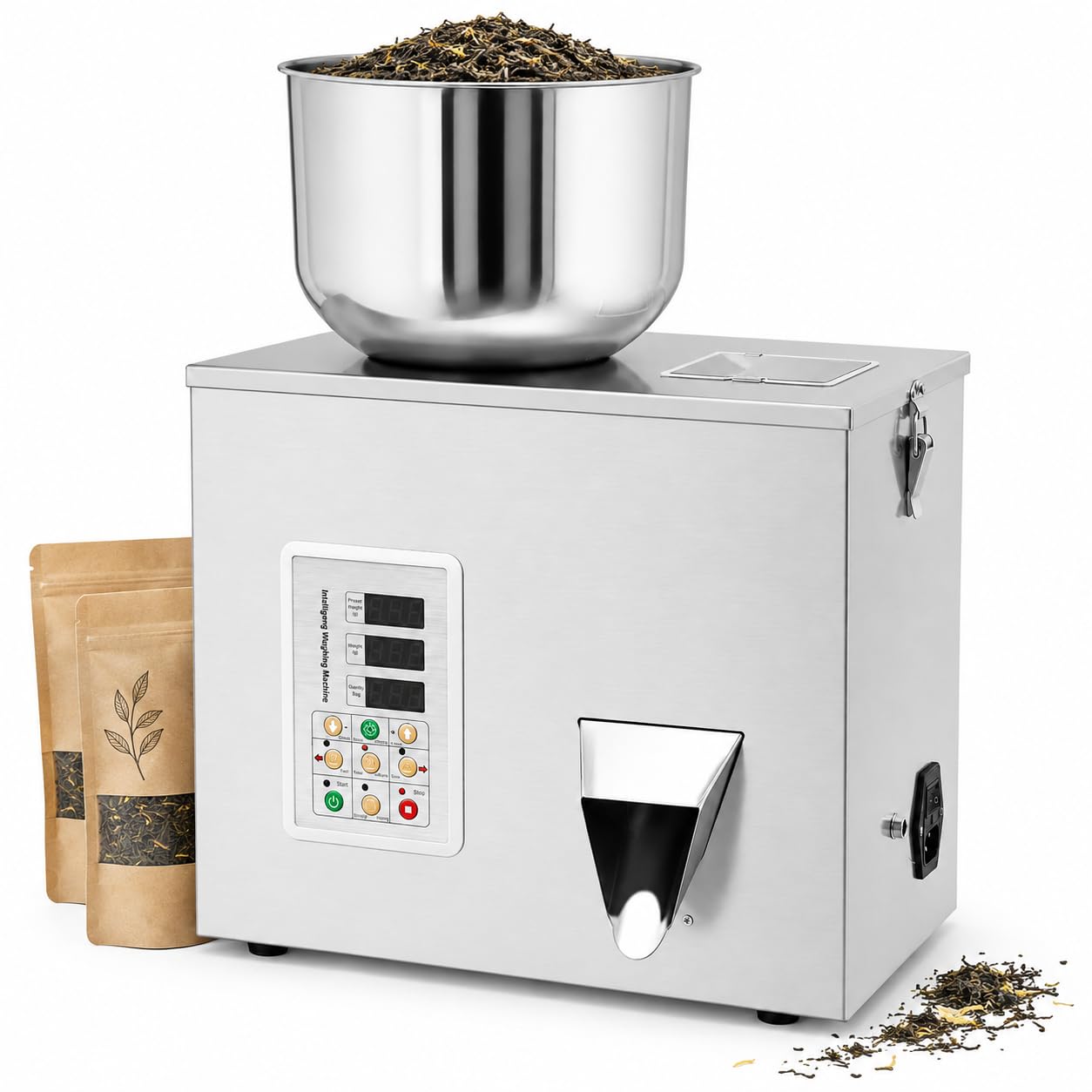 Pulverabfüllmaschine, 1–50 g, automatische intelligente Partikelwäge-Abfüllmaschine, Flaschenbeutel-Pulverfüller-Partikelspender für Teesamen, Körner, Pulver, Mehl, Bohnen, Glitzer