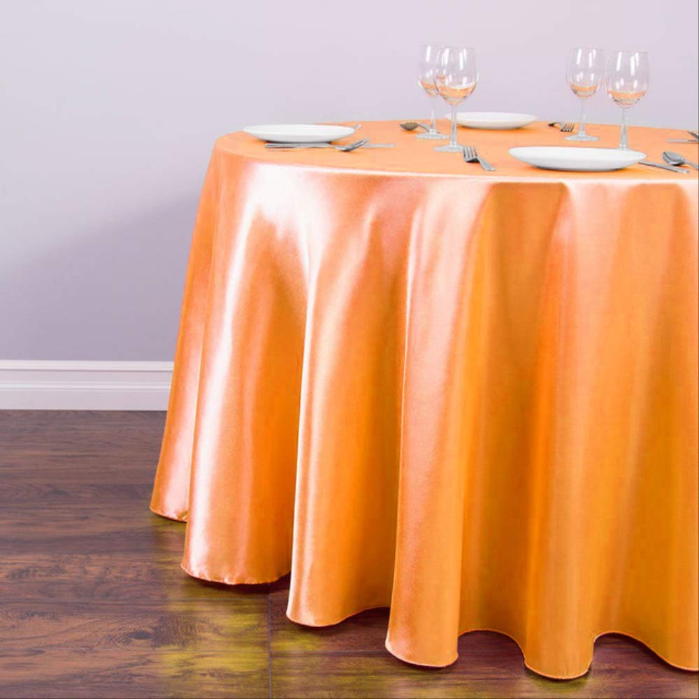 2pcsWhite Satin Round Table Cloth Table Cover Wholesale for Wedding Christmas Tablecloth Decors for Home Event Party Hotel Supplies 145CM-57.09inch Coral orange