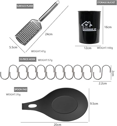 Miniatura 8 de Juego de utensilios de cocina de silicona, aptos para lavavajillas, con mango de acero inoxidable, resistentes al calor, antiadherentes, con