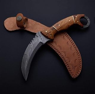 Damascus KE-0490-HK Custom Handmade Steel karambit Knife With Sheath Outdoors Tools Hand Forged Hunting Karambit Knife/Cutting Tool/Camping/Bushcraft Knife