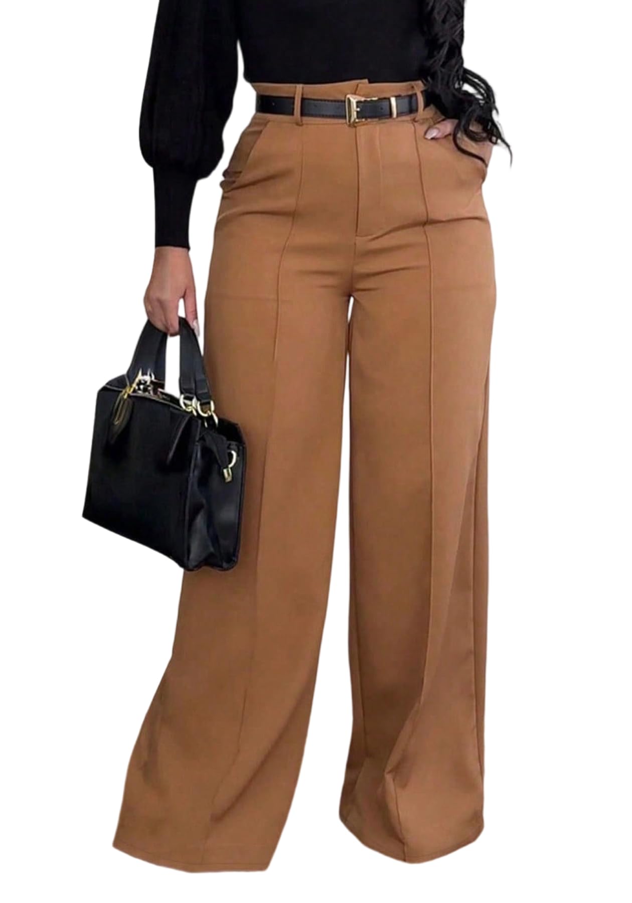 DINGANG Wide Leg Work Pants Women High Waisted Slacks Dress Pant Business Office Trousers