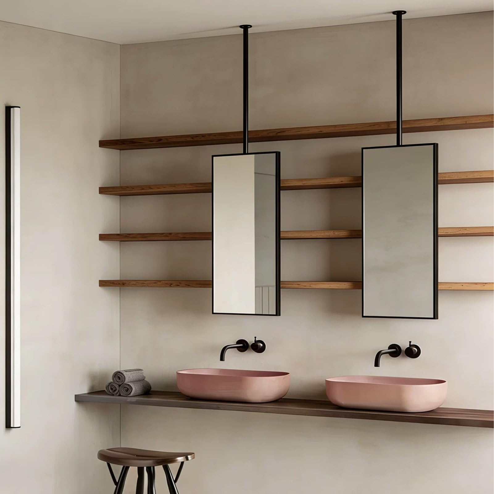 Specchi decorativi rettangolari da parete, specchio sospeso a soffitto per trucco da barba, guardaroba, bagno, specchio quadrato con cornice in metallo nero(40cmx60cm)