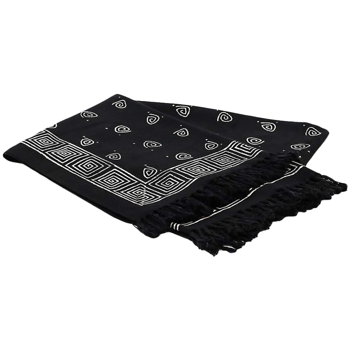 Home Evolution Handloomed Resist Dyed Block Printed Throw Blanket - 60 X 90 Inch - Black