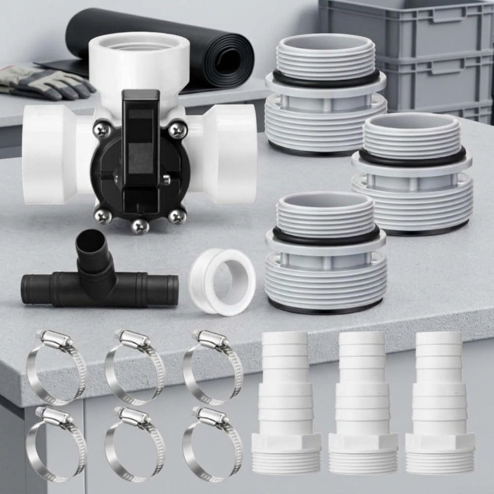 Zoegneer Adaptador de manguera de válvula desviadora de piscina de 3 vías para puertos de 1/4 pulgada o 1/2 pulgada, adaptador de manguera de plástico para circulación y filtración eficiente en