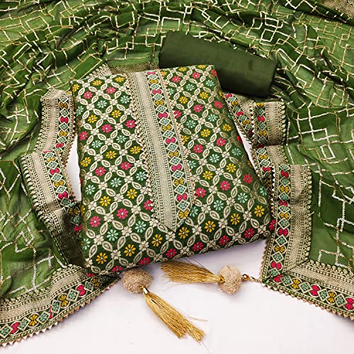 Buy Antoniya Women's Unstiched Chanderi Cotton Embroidery Jaquard Work