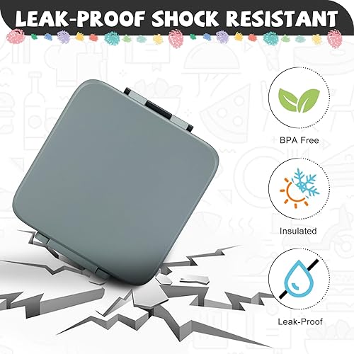 Miniatura 9 de MAISON HUIS Lonchera Bento para niños con termo de sopa de 8 onzas, recipientes de almuerzo a prueba de fugas con 5 compartimentos, tarro térmico