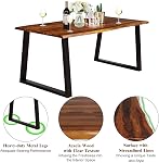 Giantex Rectangular Acacia Wood Dining Table Rustic Indoor &Outdoor Furniture (Rustic Brown&Black)