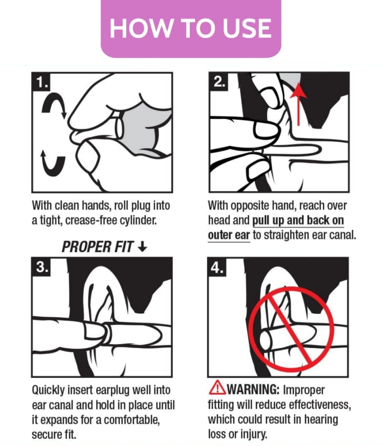 Lot de 60 Paires de Bouchons d'oreilles en Mousse, Design Ergonomique doux pour Dormir, 35dB SNR Anti-bruit Hypoallergéniques pour Concerts Musique Forte Pistolets de Tir Construction de, Violet - 3