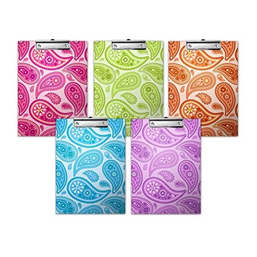 Paisely Printed Paperboard Clipboard 5pk Multi Colorful Clipboards