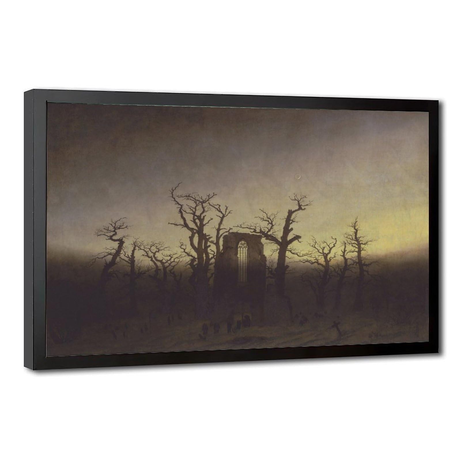 WCYB The Abbey in The Oakwood by Caspar David Friedrich Prints Posters Canvas Deco Paintings Wall Art For Office Hangable Frame 16" L X 24" W