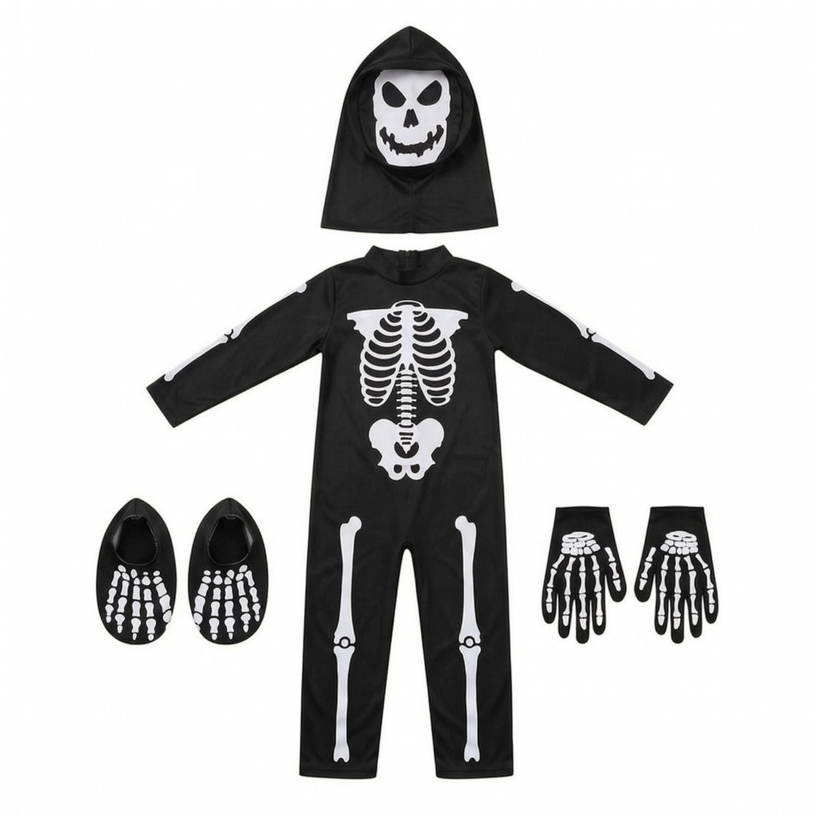 Costume da Scheletro, Tuta da Scheletro, per Feste in Maschera, Bambini
