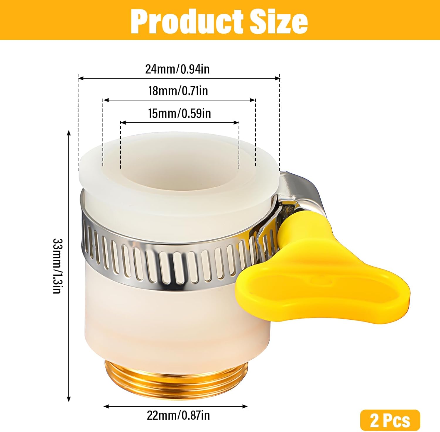 2Pcs Adjustable Faucet Adapter for Faucets, Universal Fits 13-25mm Outer Diameter, Faucet Tap Quick Connector Kit for Countertop Common Faucet Mount Water Filters