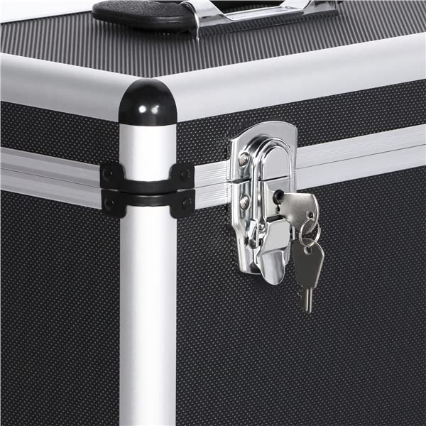Abician Mallette de Rangement pour Disques Vinyles de 33 Tours pour Collection de DJ Valise Vinyles avec Fermeture à Clé pour 50 Albums 36 x 35 x 20 cm Noir
