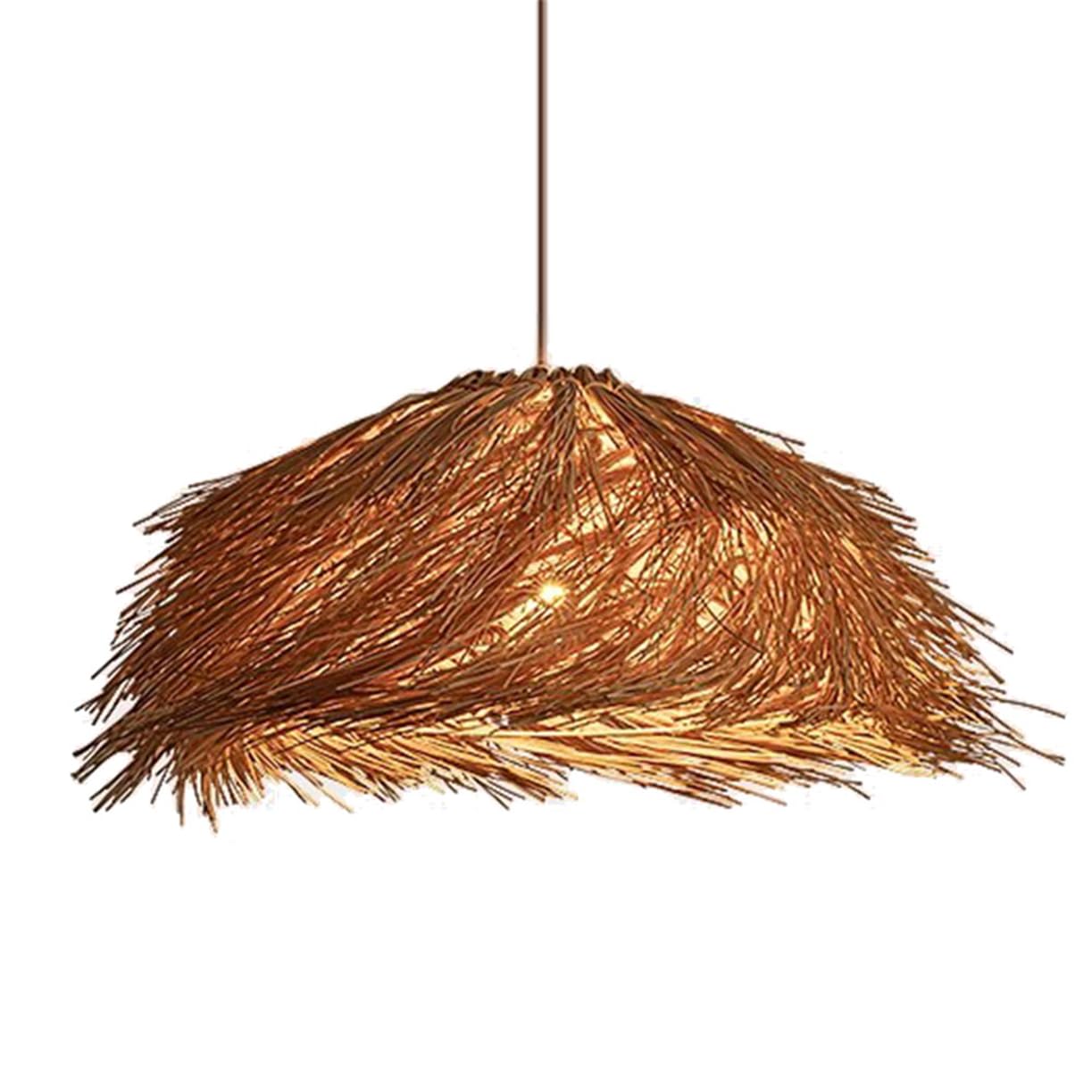 CSSYKV Bird's Nest Rattan Pendant Light Coastal Zen Style Chandelier Shade Japanese Style Natural Wicker Hanging Lighting Fixture E26 Socket for Home Decoration Dining Room Bedroom Kitchen