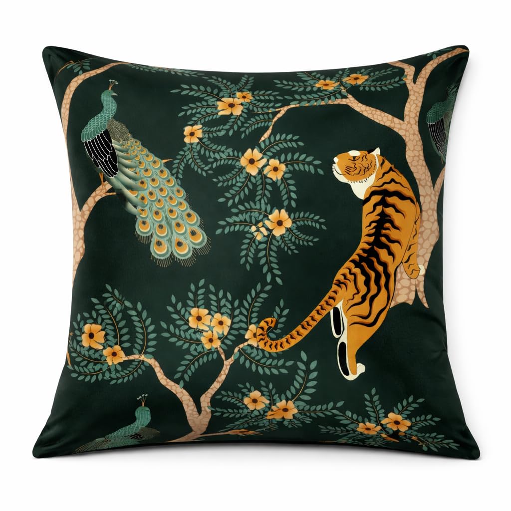 W Gorgeous Satin Tiger Theme Cushion Covers That are Premium & Crafted for Sophistication and Elegance Standard Size 16"X16"-picture-24
