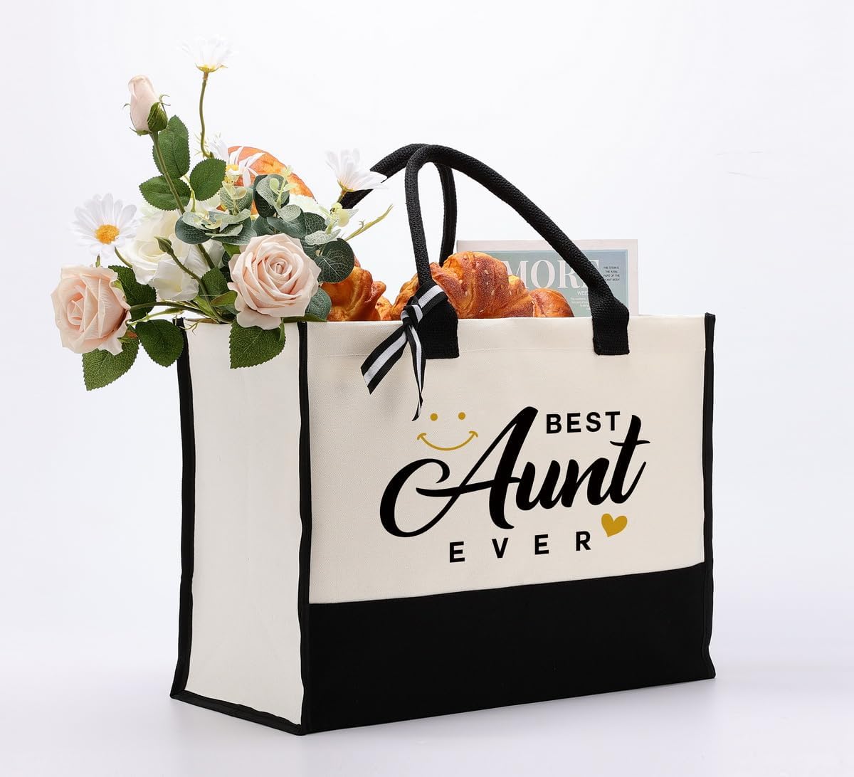 EDCTO Canvas Bag Gift for Aunt, Best Aunt Ever, Cotton Canvas Tote Bag, Auntie Birthday Gift, Mother's Day Gifts for Auntie - Image 4