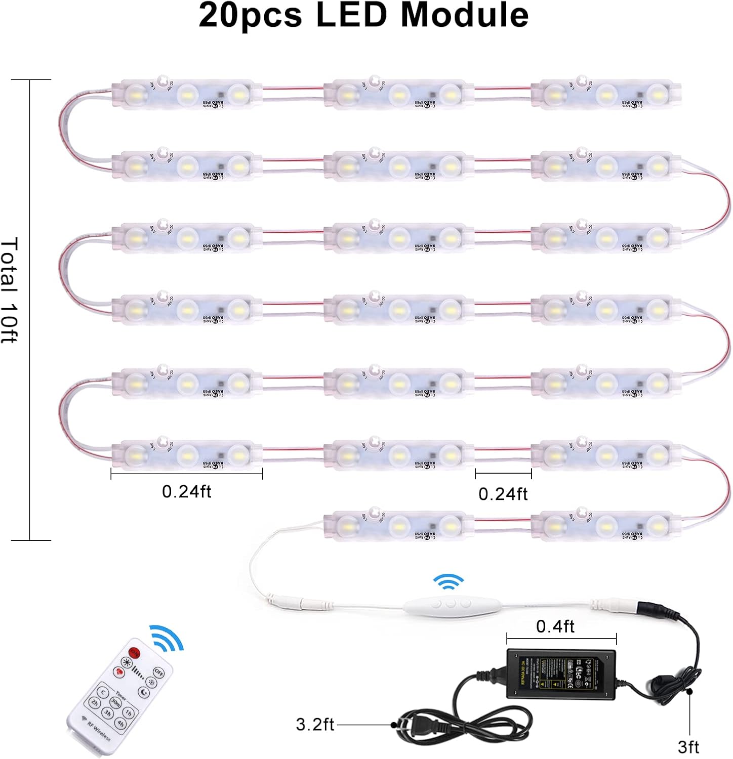 LED Window Lights Led Modules Waterproof Storefront Lights Business Decorative Light for Advertising LED Signs Business Store12V 5050 20FT White (2 Packs)