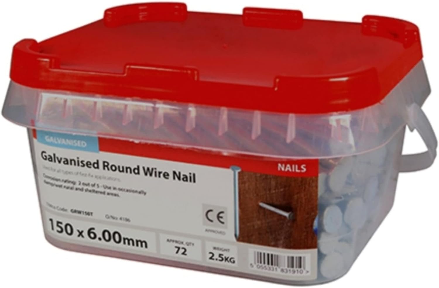 Round Wire Nails - Galvanised (Size 75 x 3.75-2.5 Kilograms)