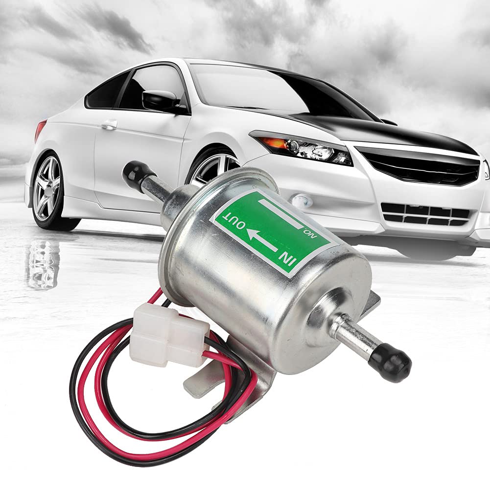 Tbest Pompa Elettrica Universale 24V per Auto e Barca con Filtro in Linea per Carburante Benzina (Argento)