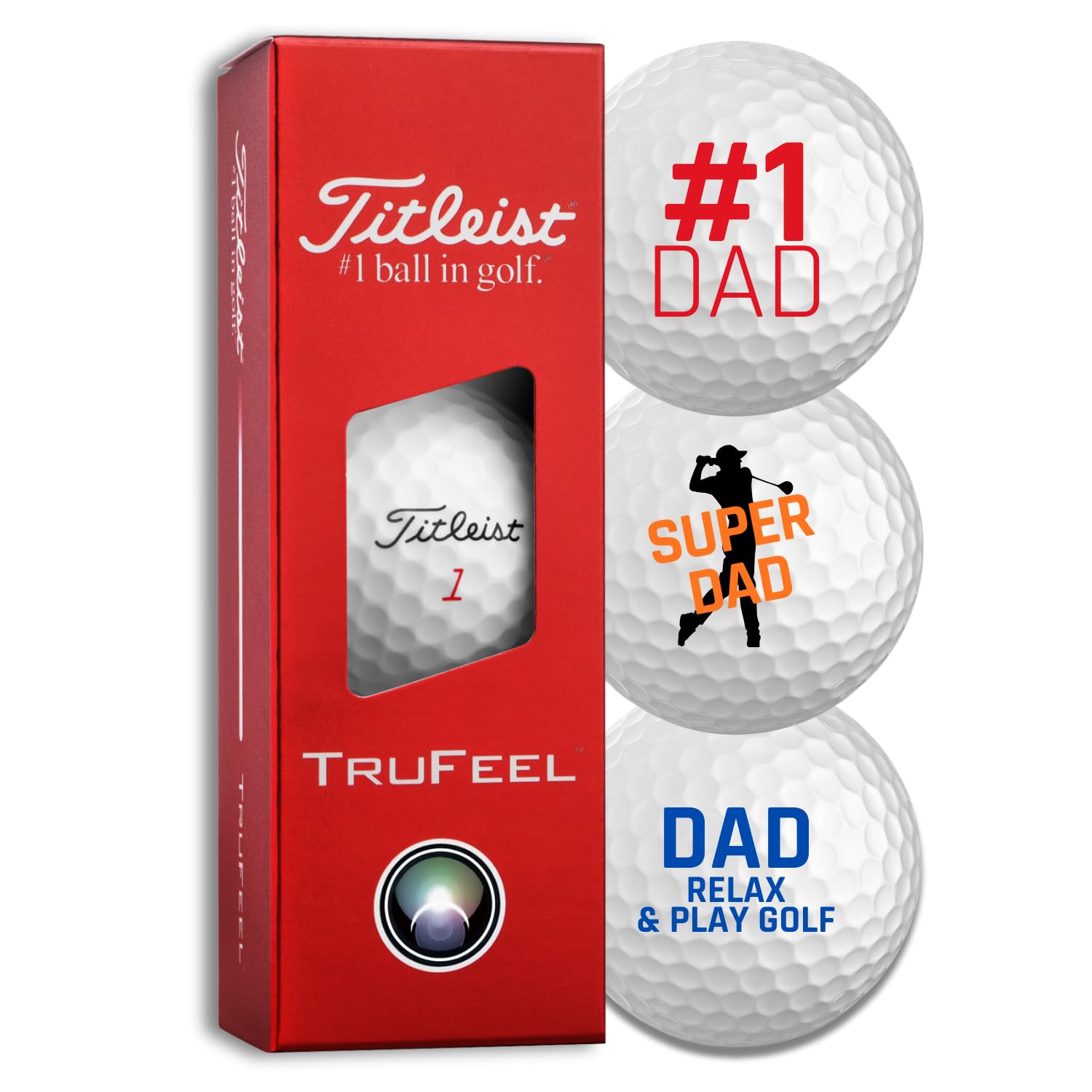 Titleist Golf Balls - #1 Dad Father's Day Edition - Pack of 3 (TruFeel)