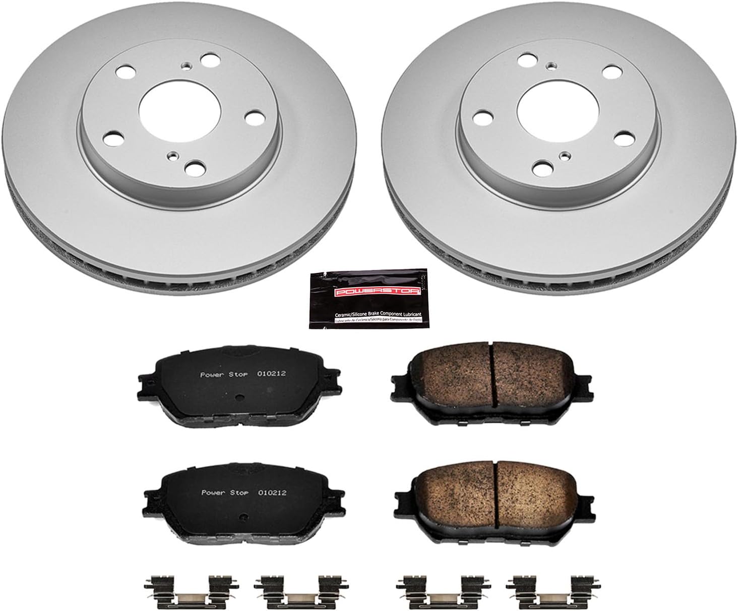 PowerStop Front Brake Kit for Toyota Camry 2002-06 - Fully-Coated Disc Rotors with Z17 Ceramic Brake Pads Replacement, CRK1064