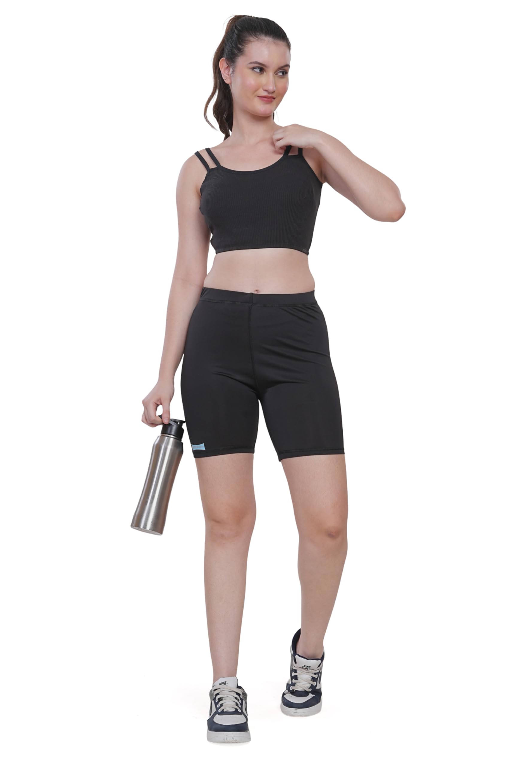 Women's Compression Gym Shorts – High-Performance Stretch Fit Black Medium Size-image-22